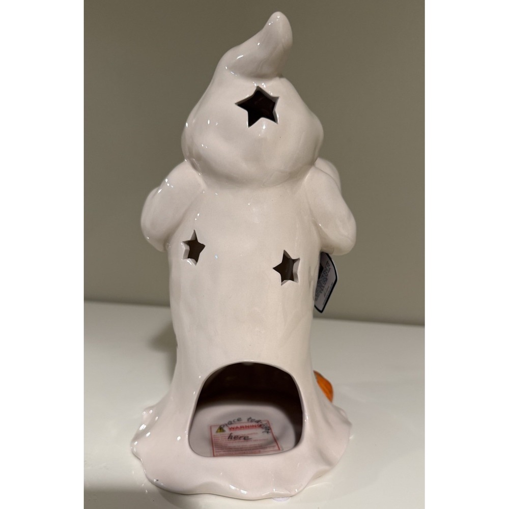 Blue Sky Clay Works Ghost with Spiders Halloween Tea Light Decor - Picture 3 of 3